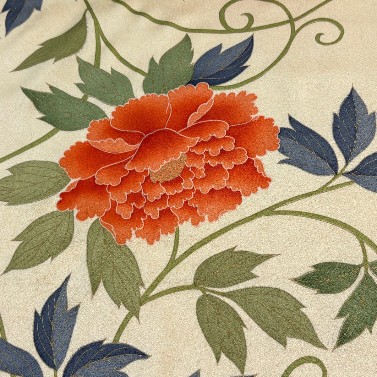美品】反物 秀品 小紋 花唐草 地紋 金彩 ベージュ 正絹｜中古・古着