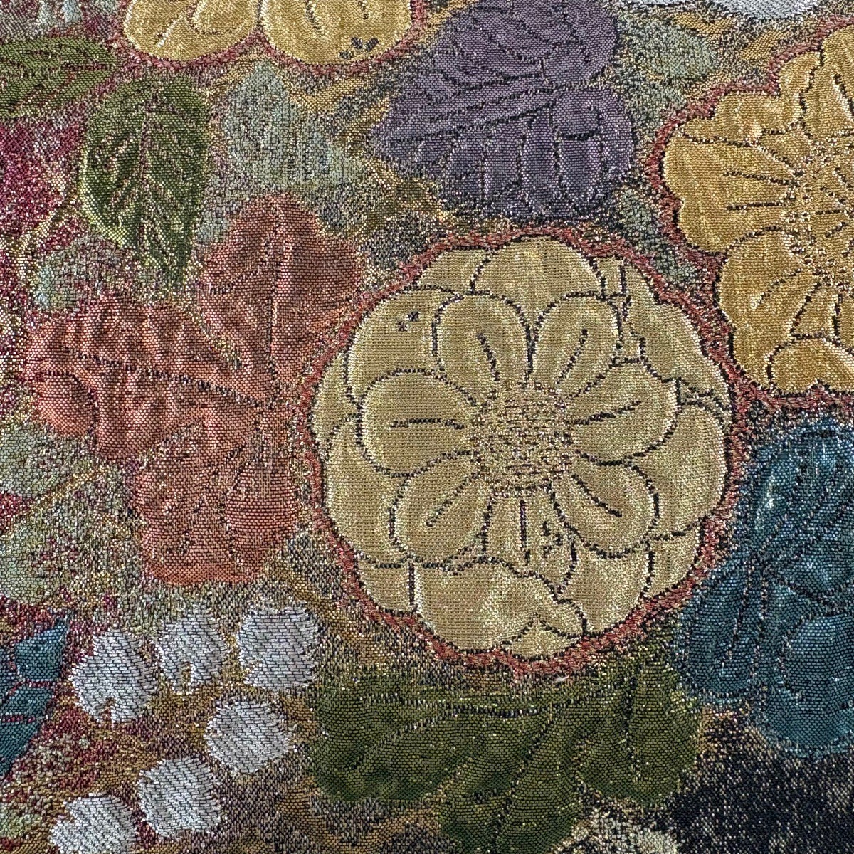 美品】 袋帯 秀品 辻が花柄 金銀糸 箔 えんじ色 六通 正絹｜中古・古着