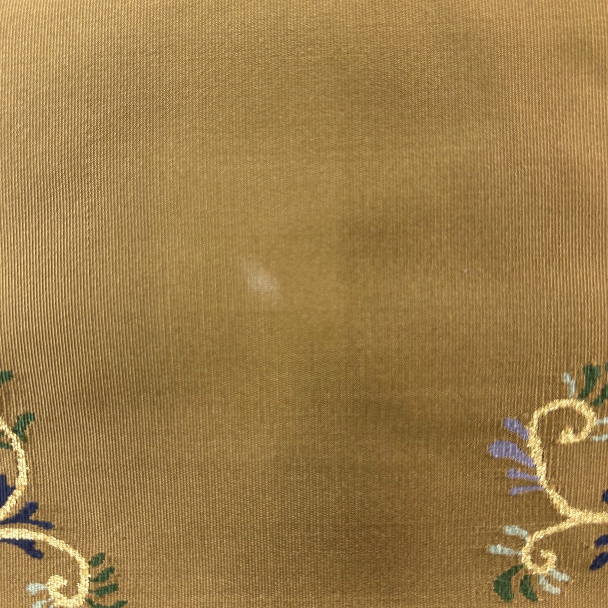 名古屋帯 秀品 松葉仕立て 八寸名古屋帯 花唐草 金糸 茶色 正絹｜中古