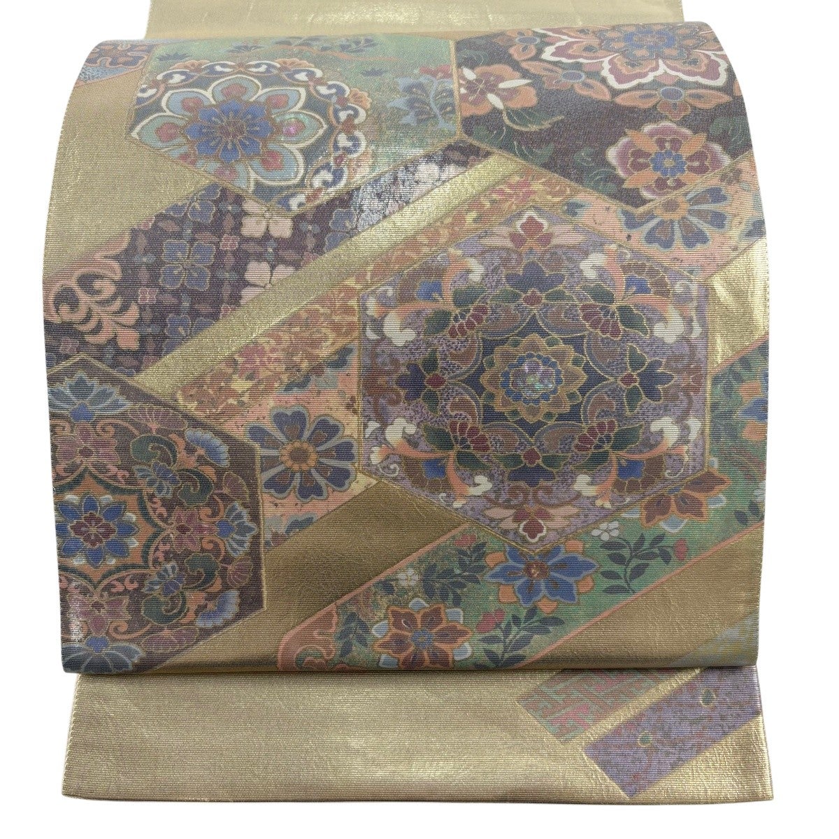 袋帯 秀品 華文 鳳凰 箔 金彩 金色 お太鼓柄 正絹｜中古・古着