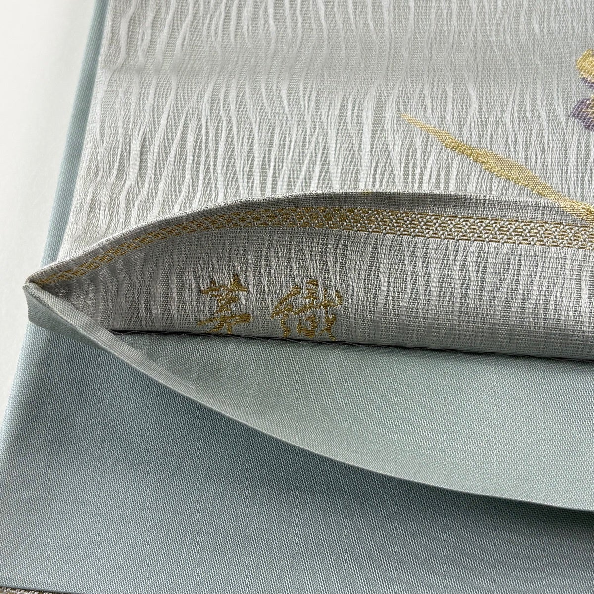 美品】 袋帯 秀品 茅織 幻想 菊 金銀糸 箔 灰色 六通 正絹｜中古・古着