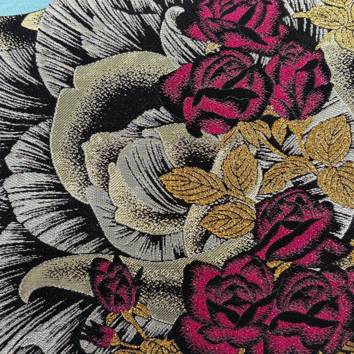 美品】 袋帯 秀品 振袖向き 薔薇 箔 銀色 六通 正絹｜中古・古着