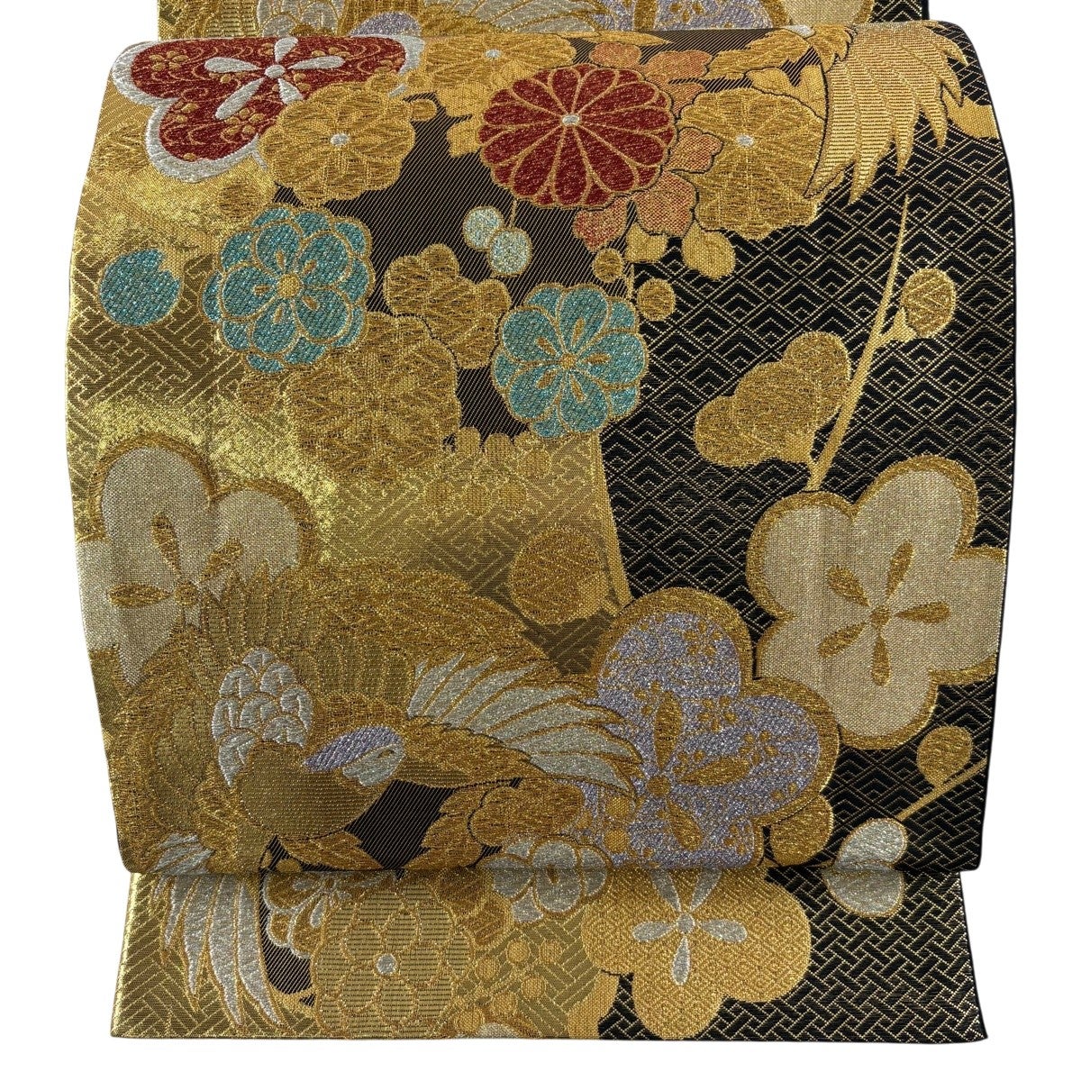 袋帯 秀品 華文 尾長鳥 金糸 箔 濃紫 六通 正絹｜中古・古着 【競ナビ