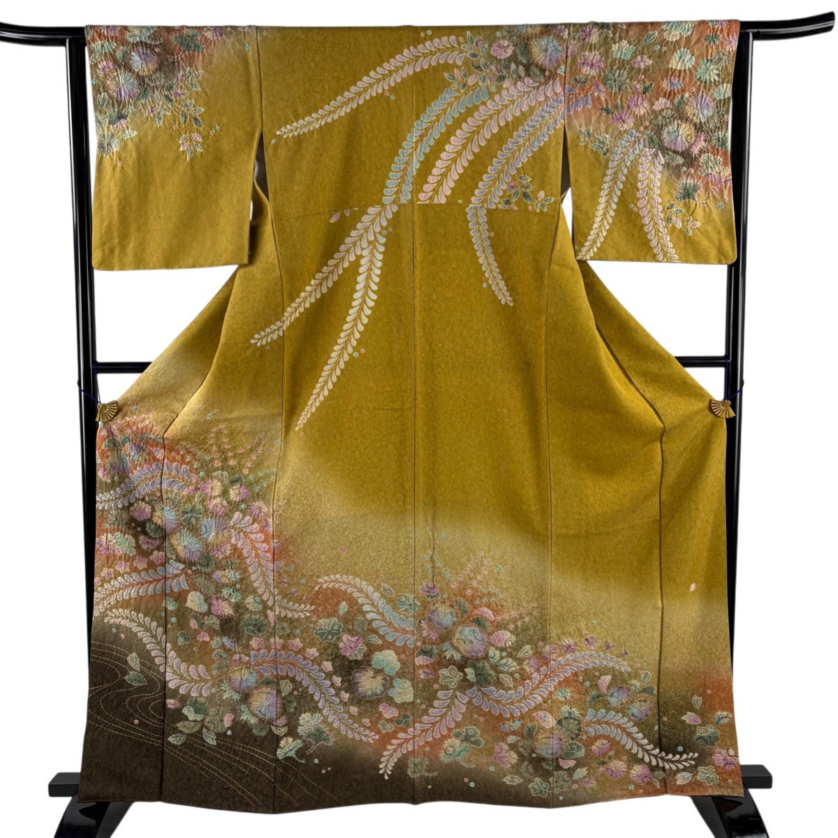 美品】 訪問着 身丈163cm 裄丈67cm M 袷 落款あり 辻が花柄 銀通し