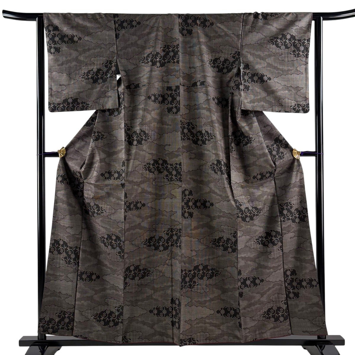 美品】 大島紬 身丈159cm 裄丈64cm M 袷 都喜ヱ門 バチ衿 証紙あり