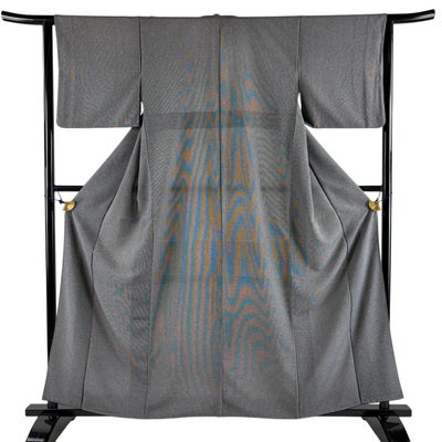 美品】 江戸小紋 身丈159cm 裄丈63.5cm S 袷 万筋 黒灰 正絹 逸品 