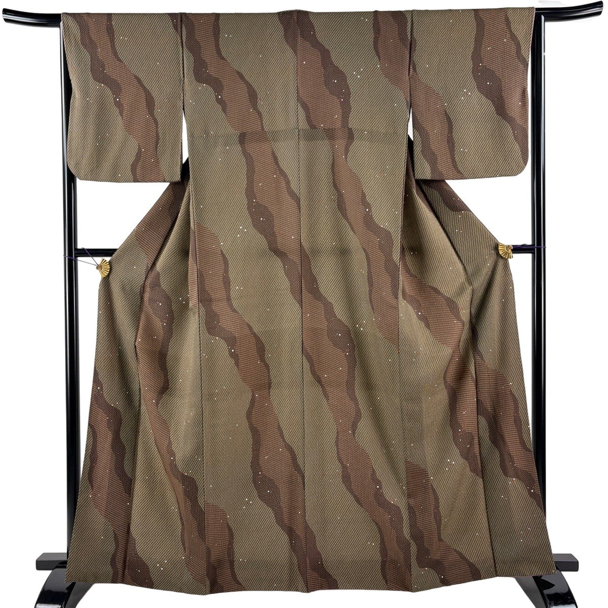 美品】 小紋 身丈166.5cm 裄丈68.5cm L 袷 洗える着物 Kansai よろけ縞