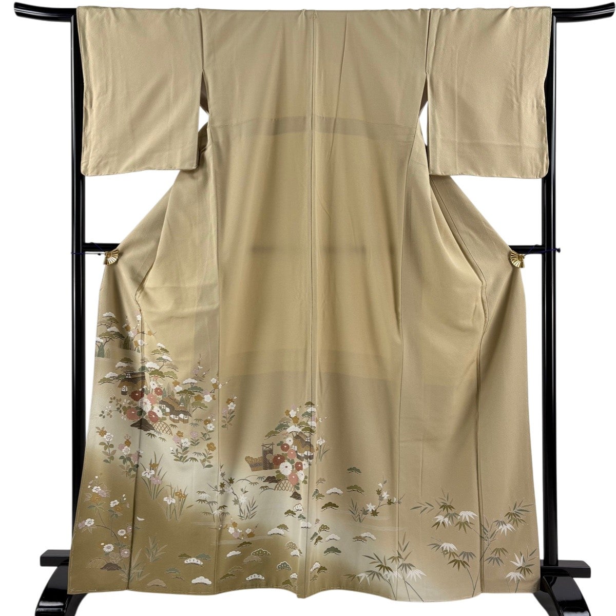 色留袖 身丈162.5cm 裄丈66cm M 袷 鬘帯 桜 金糸 金彩 薄小豆 正絹 秀