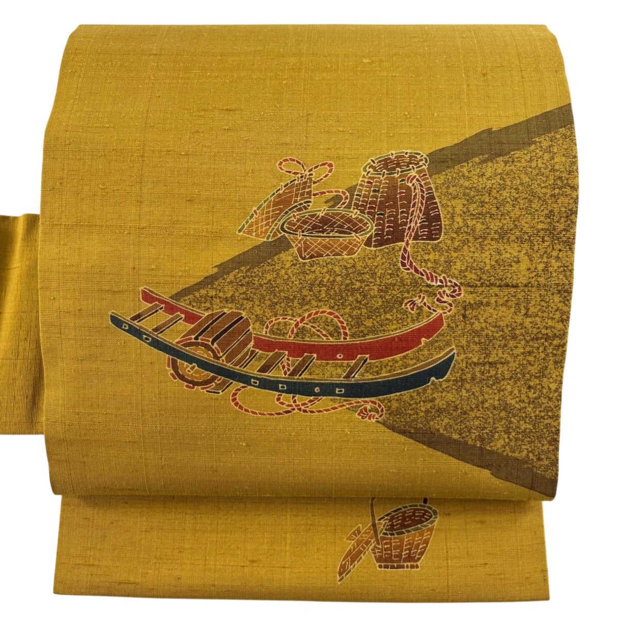 【美品】 名古屋帯 名品 正絹 【中古】 美品】 名古屋帯 優品 草花 鳥 箔 茶紫 正絹｜中古・古着・リサイクル