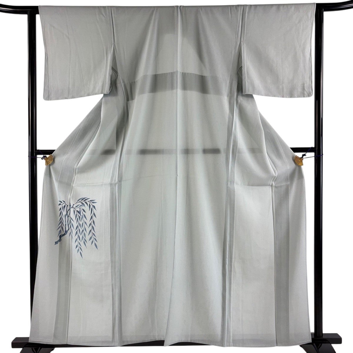 美品】 付下げ 身丈159.5cm 裄丈62cm S 薄物 絽 樹木 青灰色 正絹 秀品