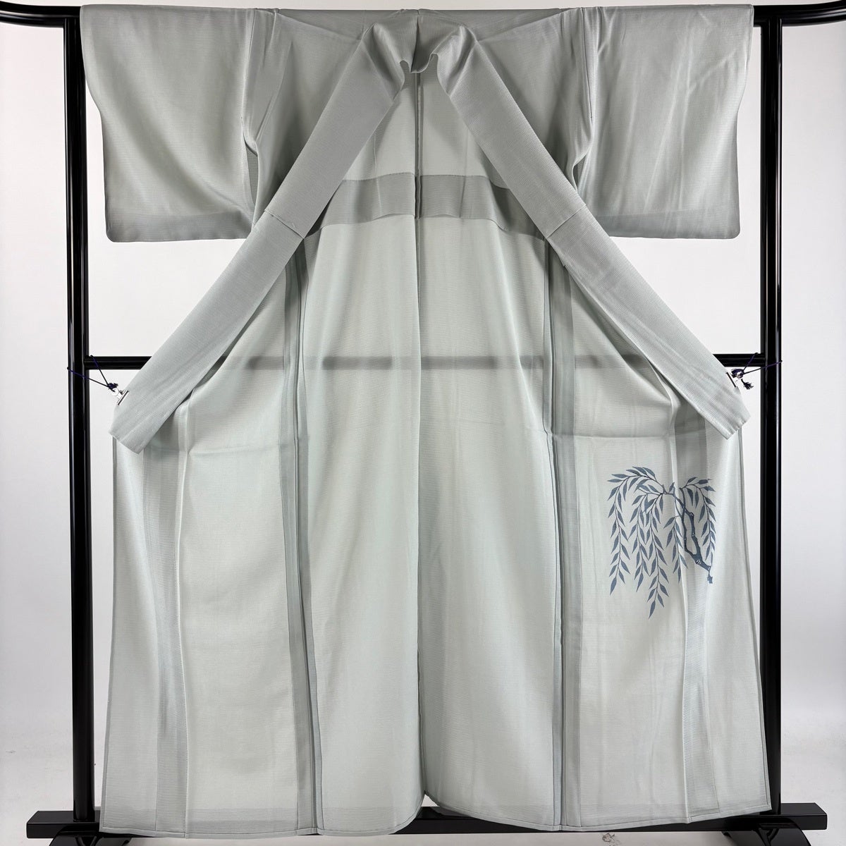 美品】 付下げ 身丈159.5cm 裄丈62cm S 薄物 絽 樹木 青灰色 正絹 秀品