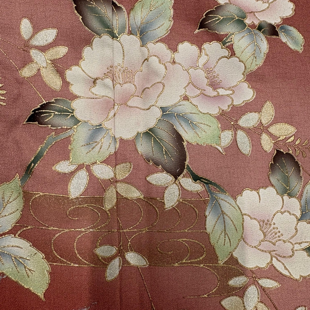 美品】 付下げ 身丈166cm 裄丈66cm M 袷 草花 観世水 金銀彩 ぼかし