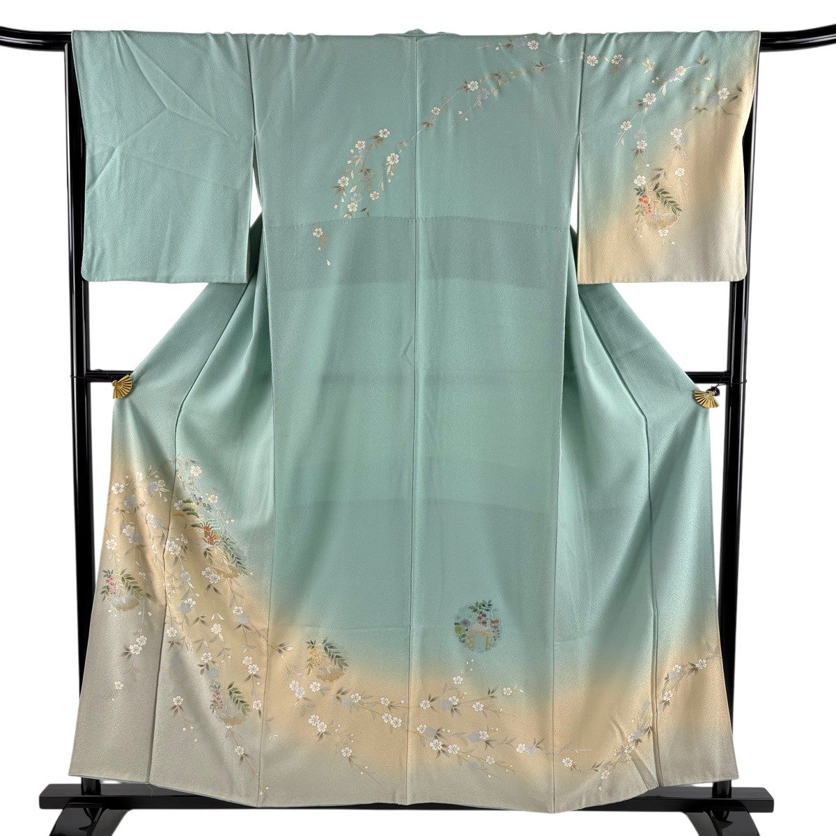 ⚫︎mk-1015 振袖　身丈165 裄丈68.5 1-7 美品】 振袖 身丈165.5cm 裄丈67cm M 袷 やまと 落款あり 桜 かんざし