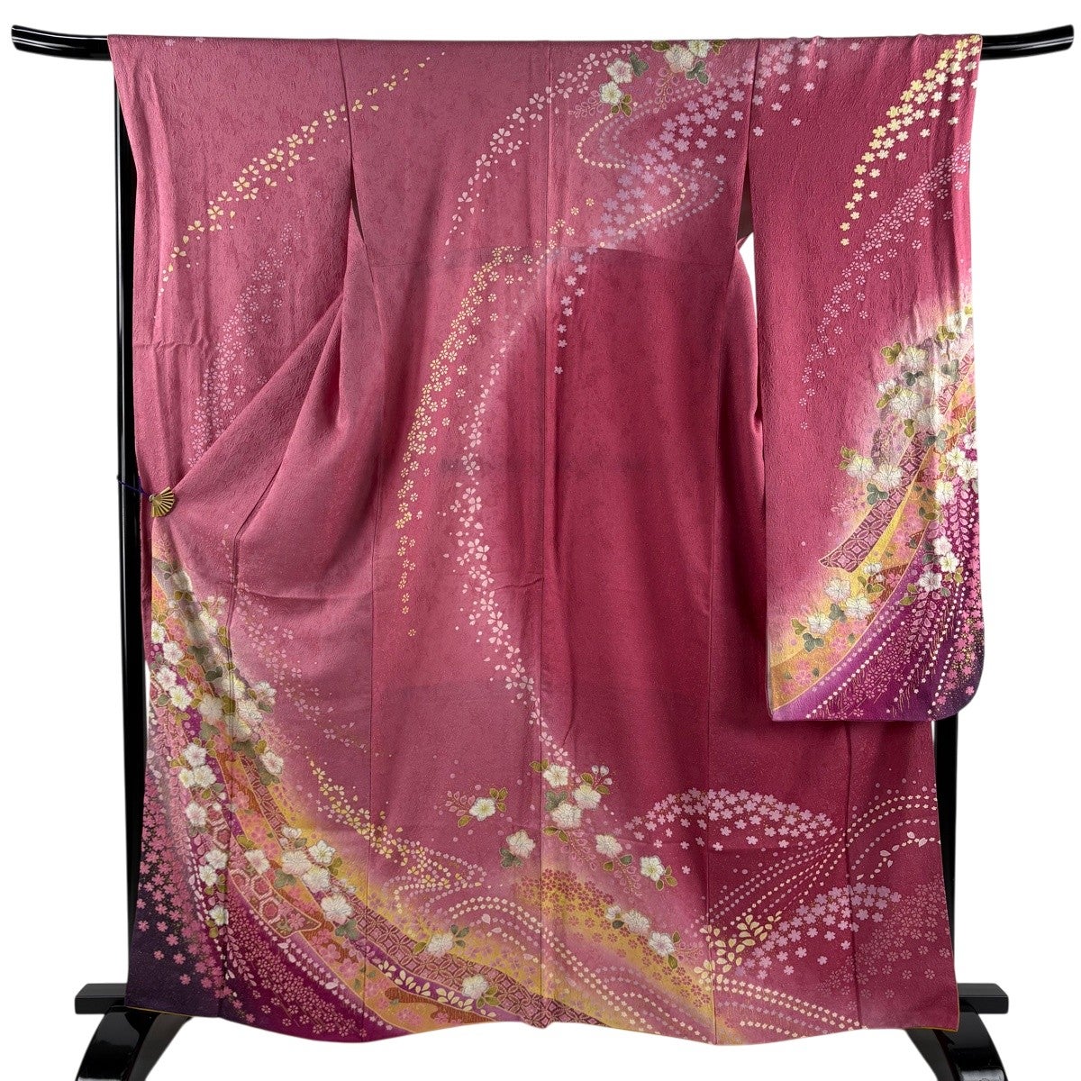 美品】 振袖 身丈163cm 裄丈66.5cm M 袷 やまと 辻が花 熨斗 金彩 銀