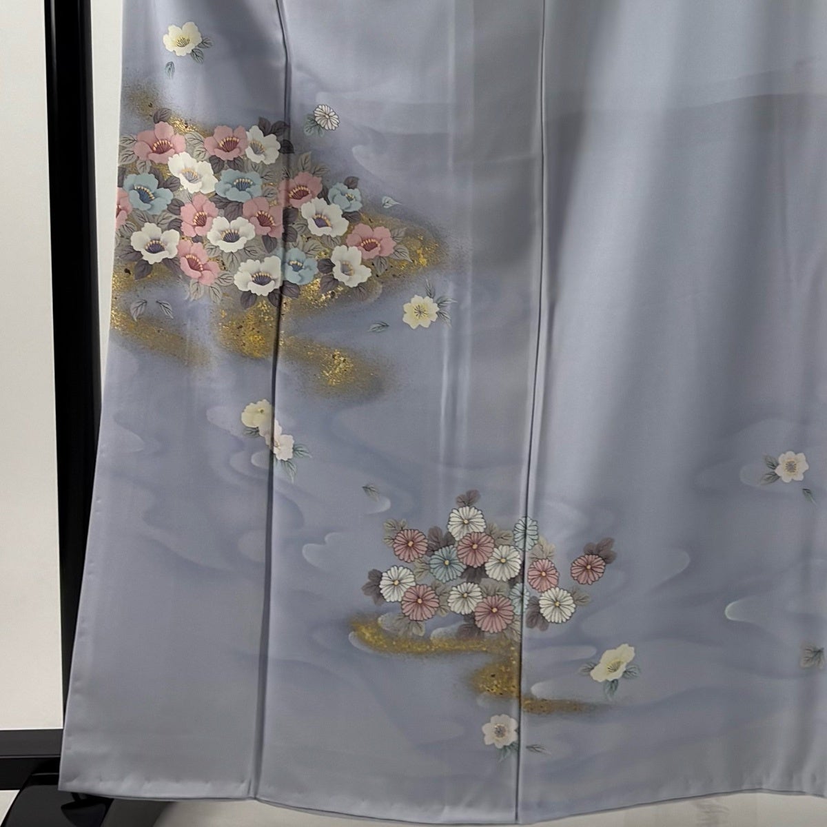訪問着 身丈162.5cm 裄丈67.5cm L 袷 落款あり 草花 霞 金彩 ぼかし