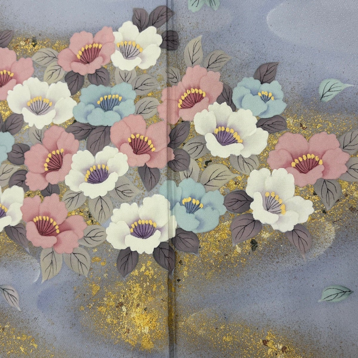訪問着 身丈162.5cm 裄丈67.5cm L 袷 落款あり 草花 霞 金彩 ぼかし