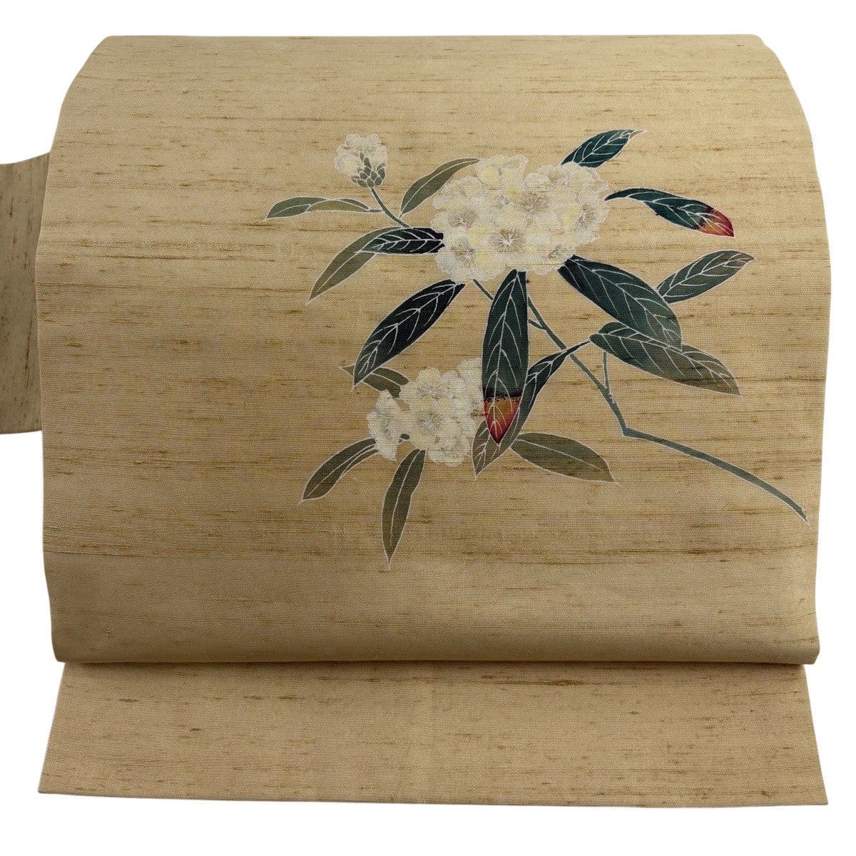 美品】 開き名古屋帯 逸品 落款あり 川島草苑 夏帯 夏紬地 紫陽花 薄茶