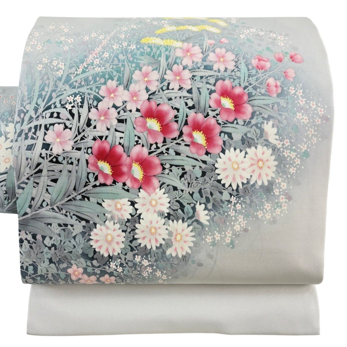 美品✦夏用 名古屋帯 羅 亀甲 幾何学文様 松葉仕立て 麻？ 透け感