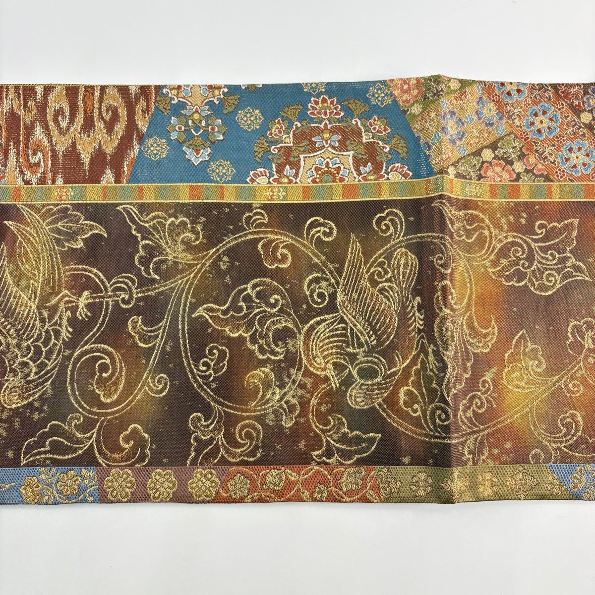 袋帯 秀品 鳥 華文 金糸 箔 茶色 六通 正絹｜中古・古着・リサイクル
