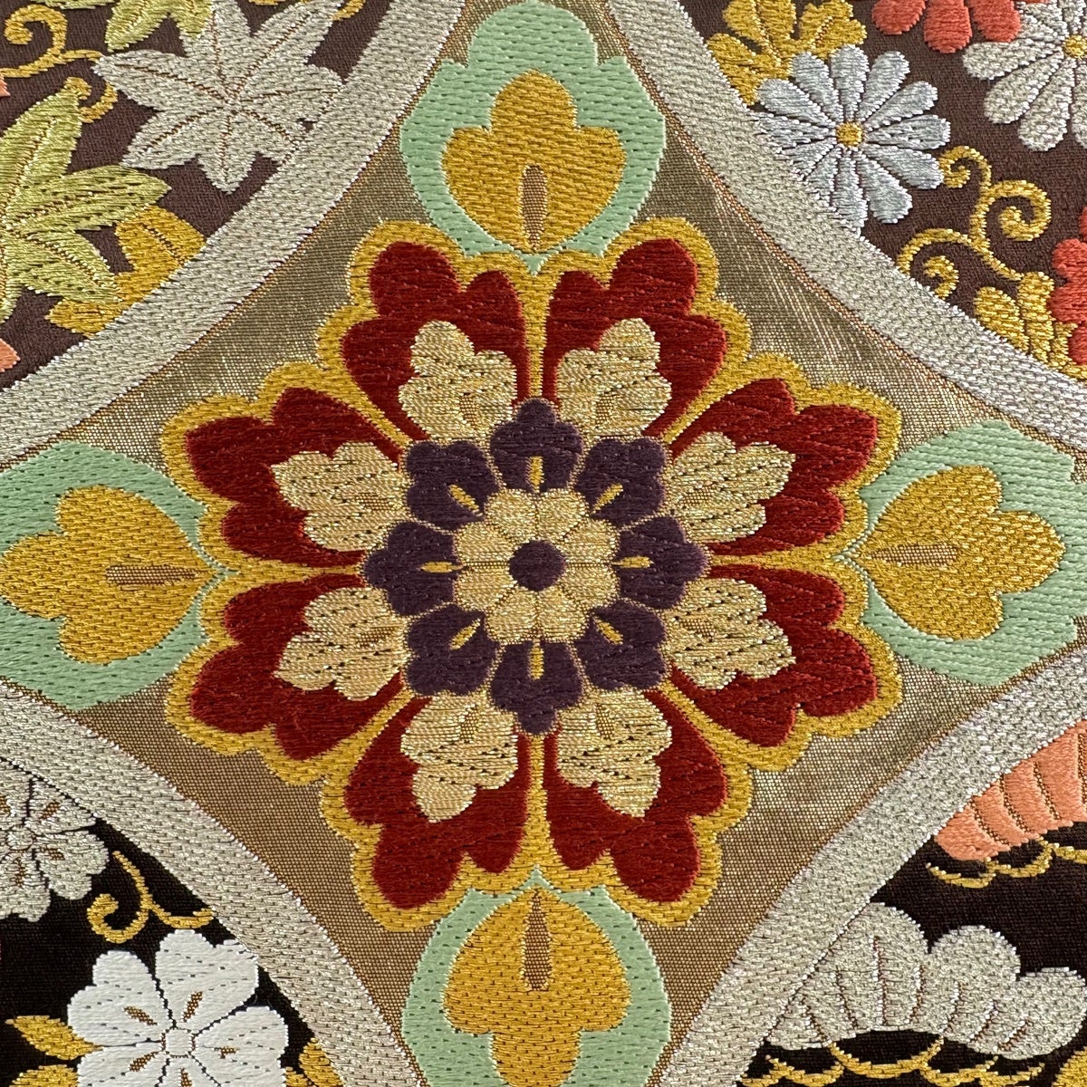 美品】 袋帯 秀品 華文 七宝 金銀糸 箔 金色 六通 正絹｜中古・古着