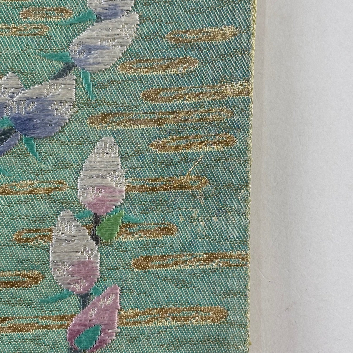 袋帯 秀品 鳥 枝花 金銀糸 刺繍 金色 お太鼓柄 正絹｜中古・古着