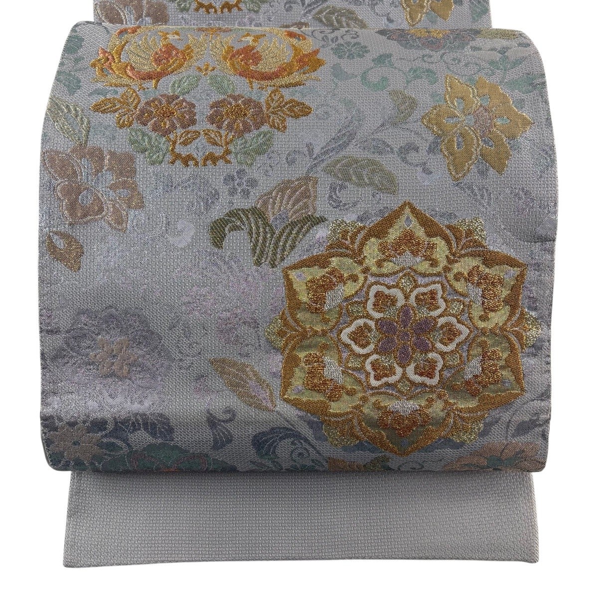 美品】 袋帯 名品 正倉院文様 金糸 赤茶 六通 正絹｜中古・古着