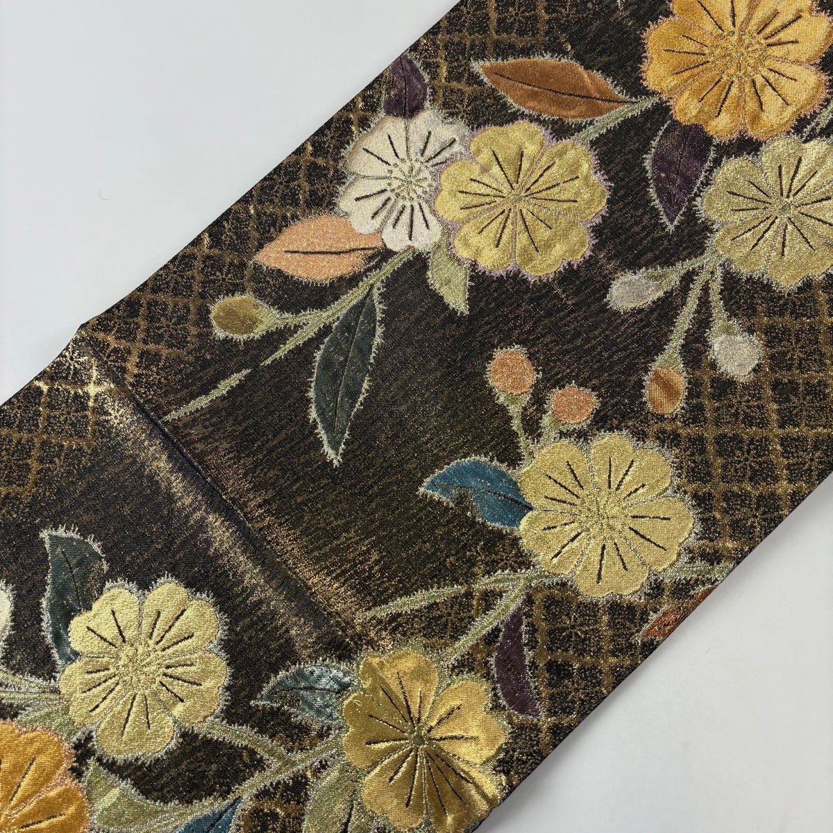 袋帯 秀品 桜 花菱 金糸 箔 金茶 六通 正絹｜中古・古着・リサイクル