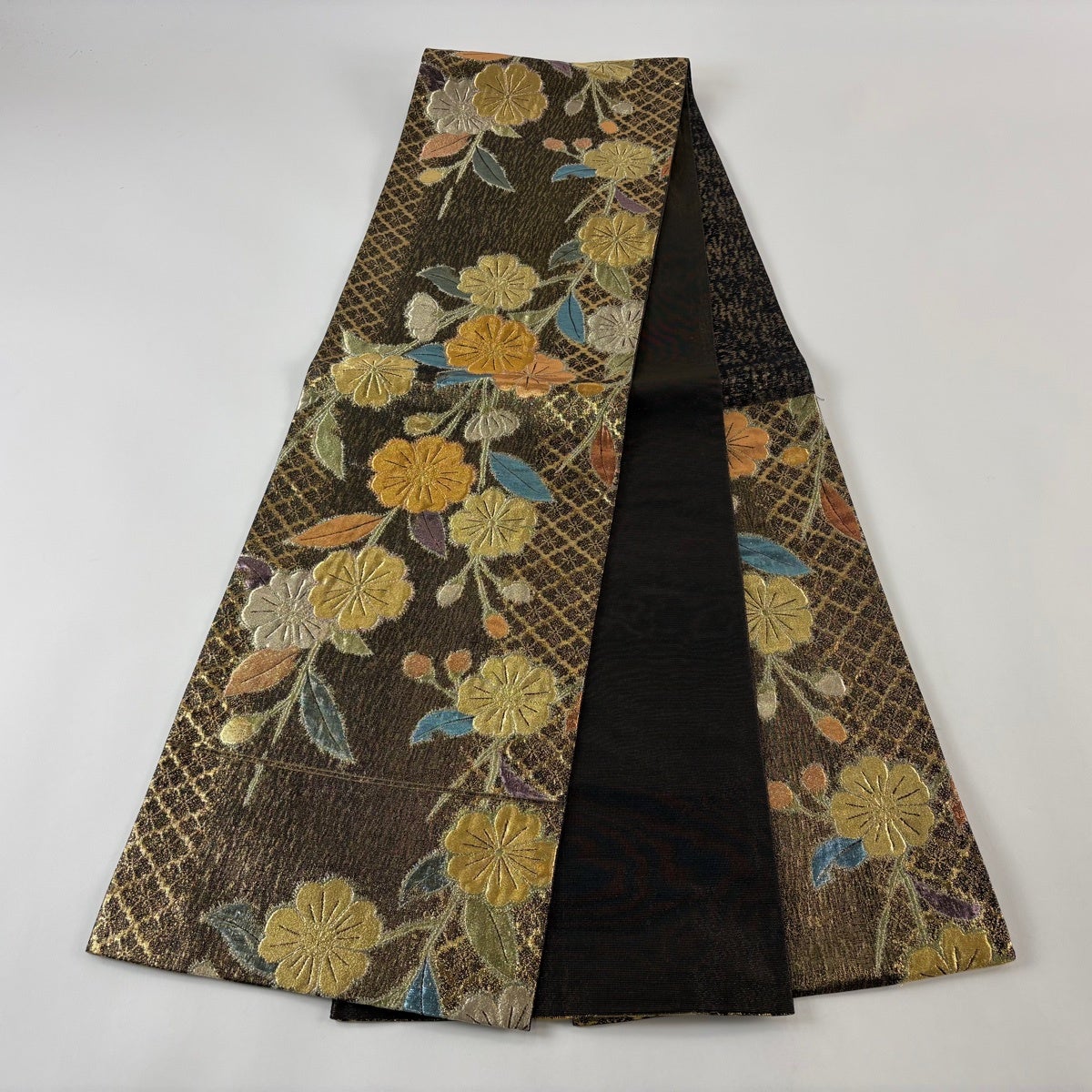 袋帯 秀品 桜 花菱 金糸 箔 金茶 六通 正絹｜中古・古着・リサイクル