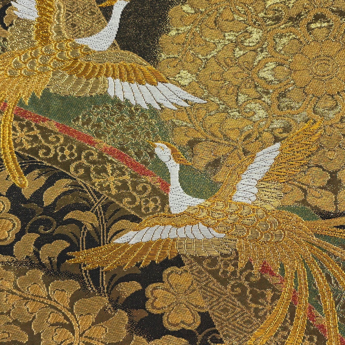 美品】 袋帯 秀品 華文 花鳥 金銀糸 箔 黒 六通 正絹｜中古・古着