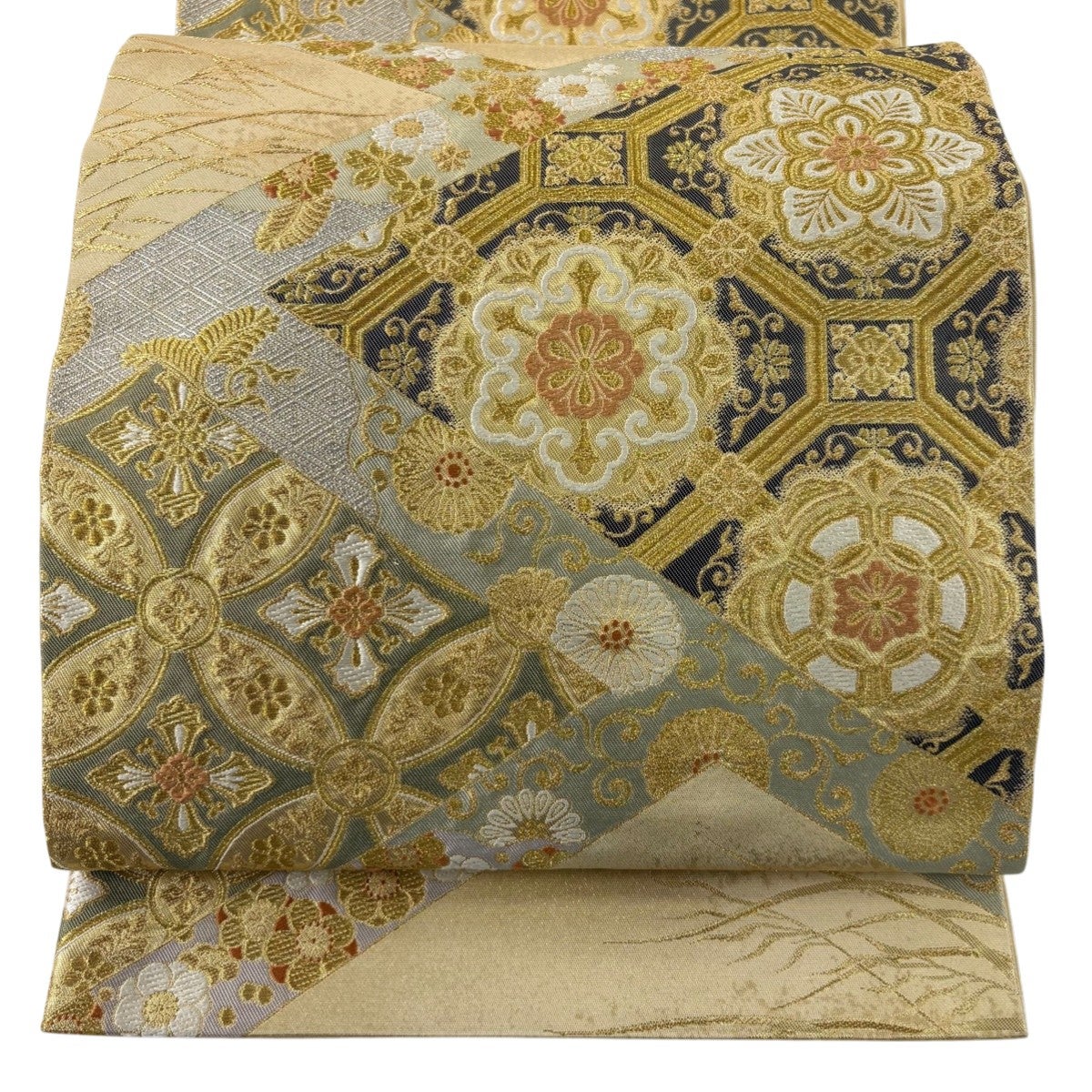 50%OFF 袋帯 秀品 蜀江華文 金銀糸 箔 金色 六通 正絹 K50｜中古・古着