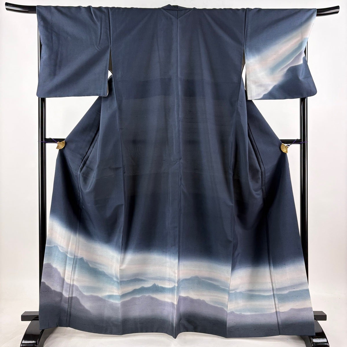 美品】 付下げ 身丈165.5cm 裄丈68.5cm L 袷 袋帯セット 紬地 山並み