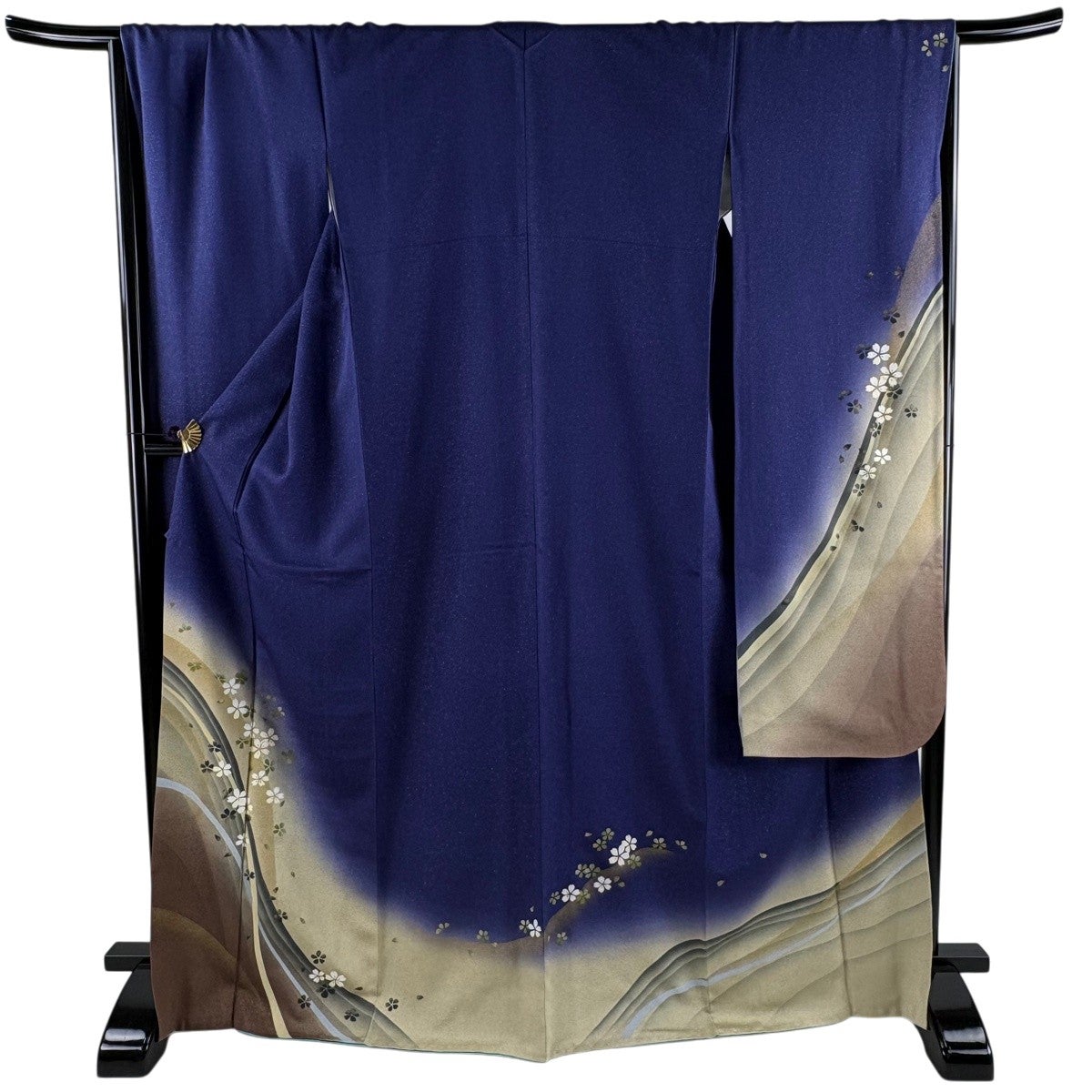 美品】 振袖 身丈170cm 裄丈67cm M 袷 桜 花びら 銀通し 金彩 青紫
