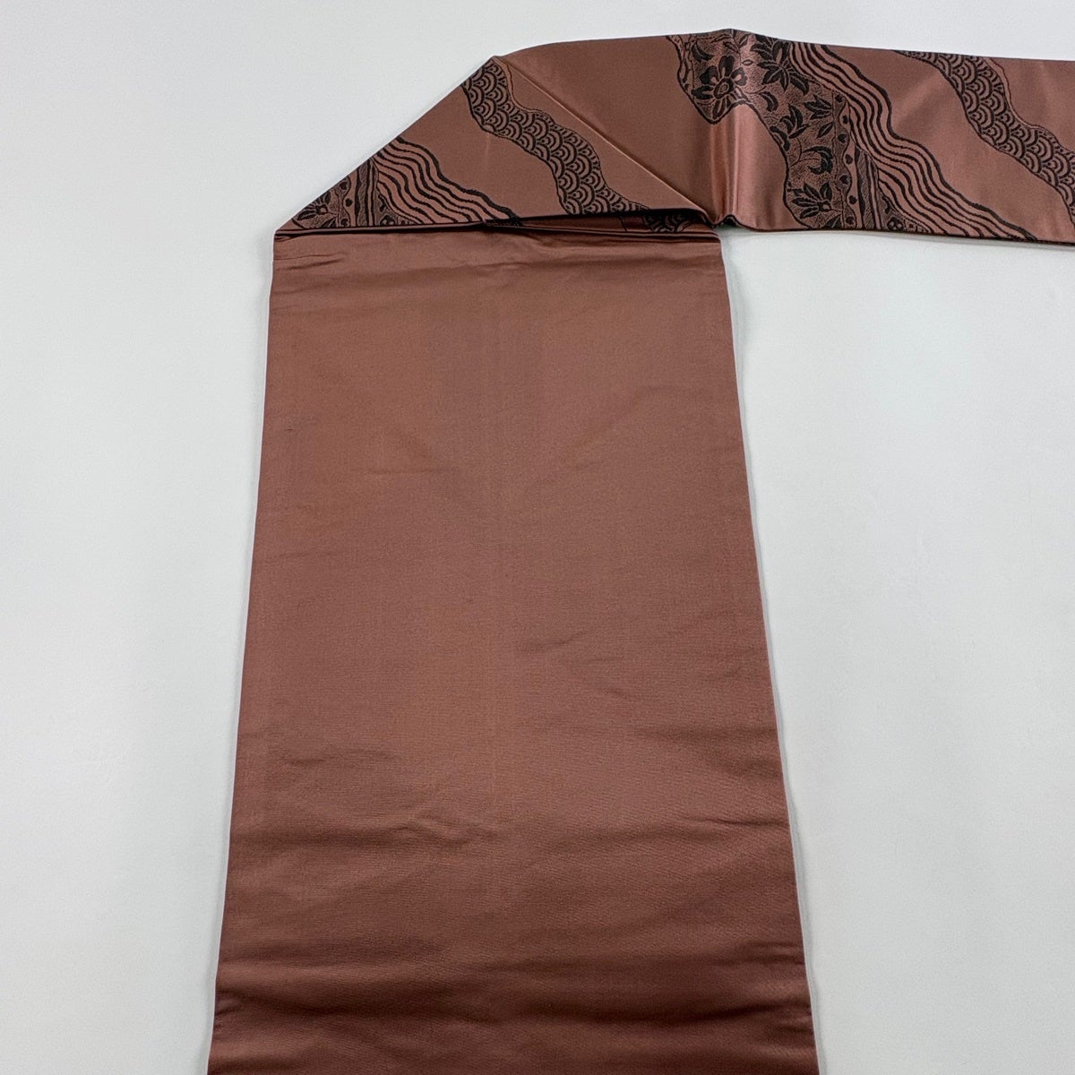 美品】 名古屋帯 優品 草花 青海波 箔 薄小豆 正絹｜中古・古着