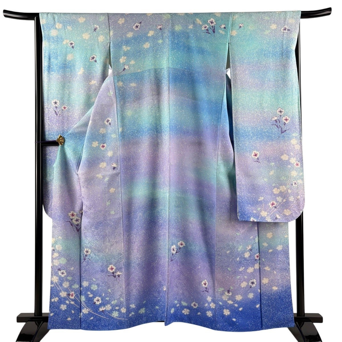 美品】 振袖 身丈160.5cm 裄丈65.5cm M 袷 森英恵 落款あり 草花