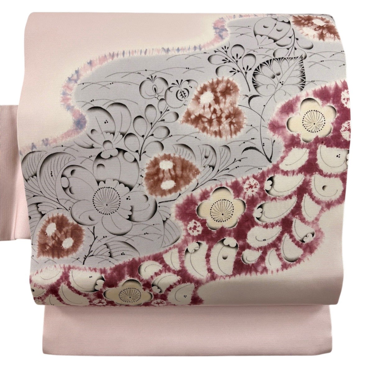 名古屋帯 逸品 福村廣利 落款あり 辻が花 クリーム 正絹｜中古・古着
