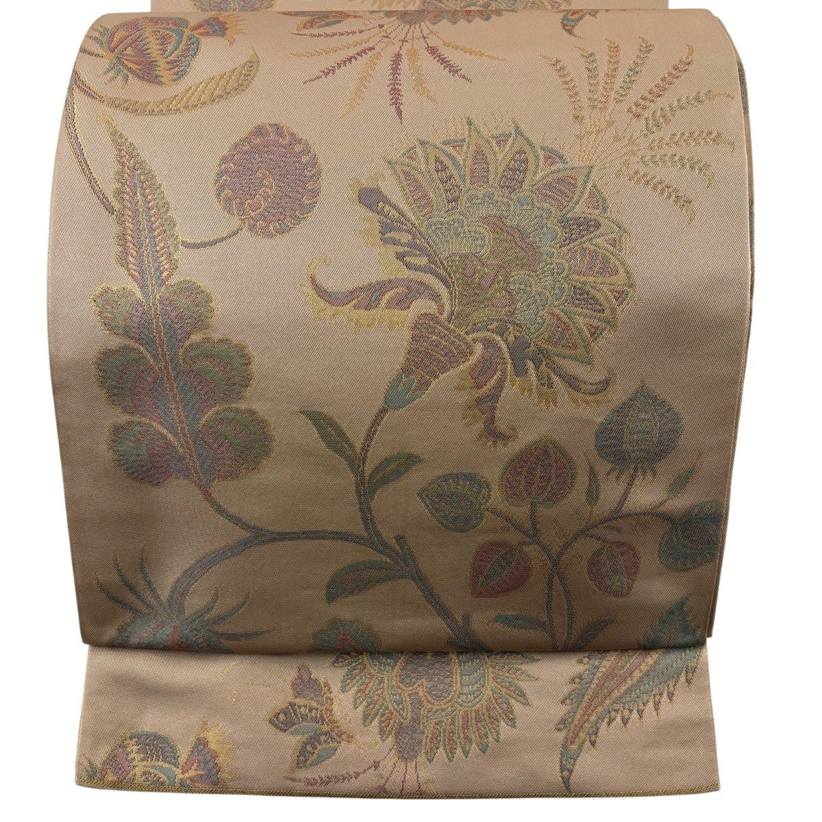 美品】 袋帯 秀品 織悦 落款あり 華文 草花 箔 金糸 オレンジ 全通