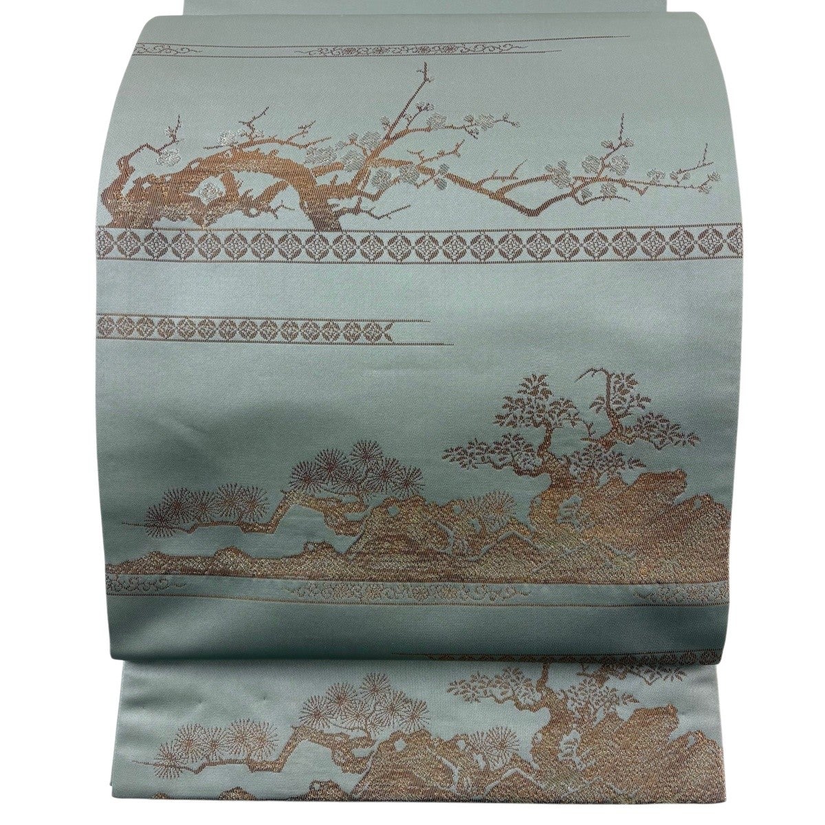 美品】 袋帯 逸品 龍村平蔵 落款あり 本袋 永徳波之図 箔 金銀糸 金色