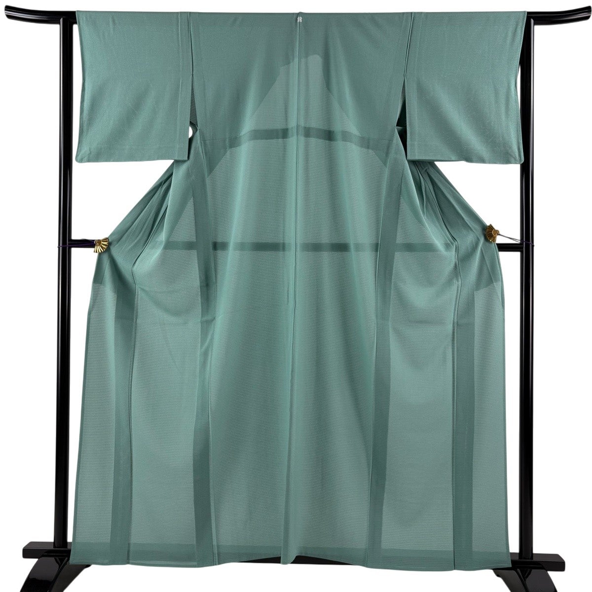 美品】 色無地 身丈159cm 裄丈64cm M 薄物 絽 緑 正絹 秀品 一つ紋
