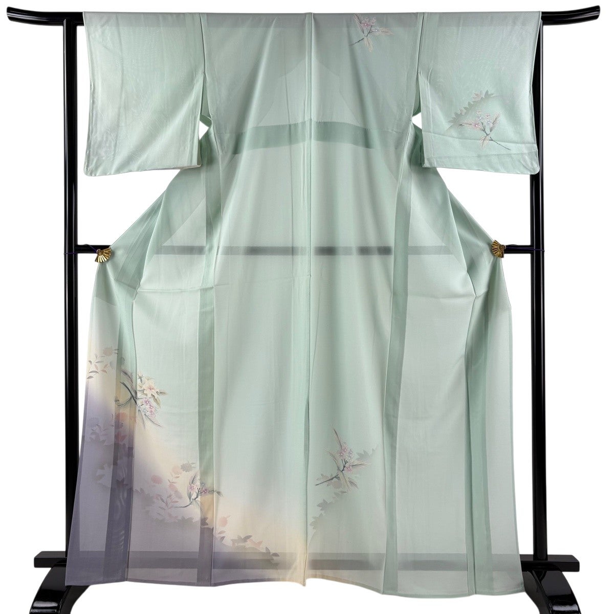 お召 身丈161.5cm 裄丈68cm L 単衣 華文 灰色 正絹 逸品｜中古・古着