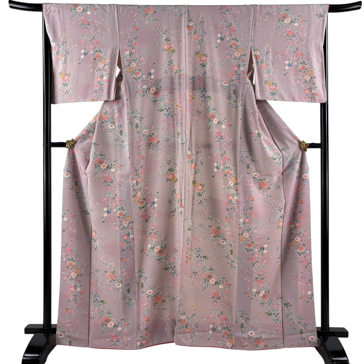小紋 身丈164.5cm 裄丈63cm S 袷 幾何学 小豆色 正絹 優品｜中古・古着