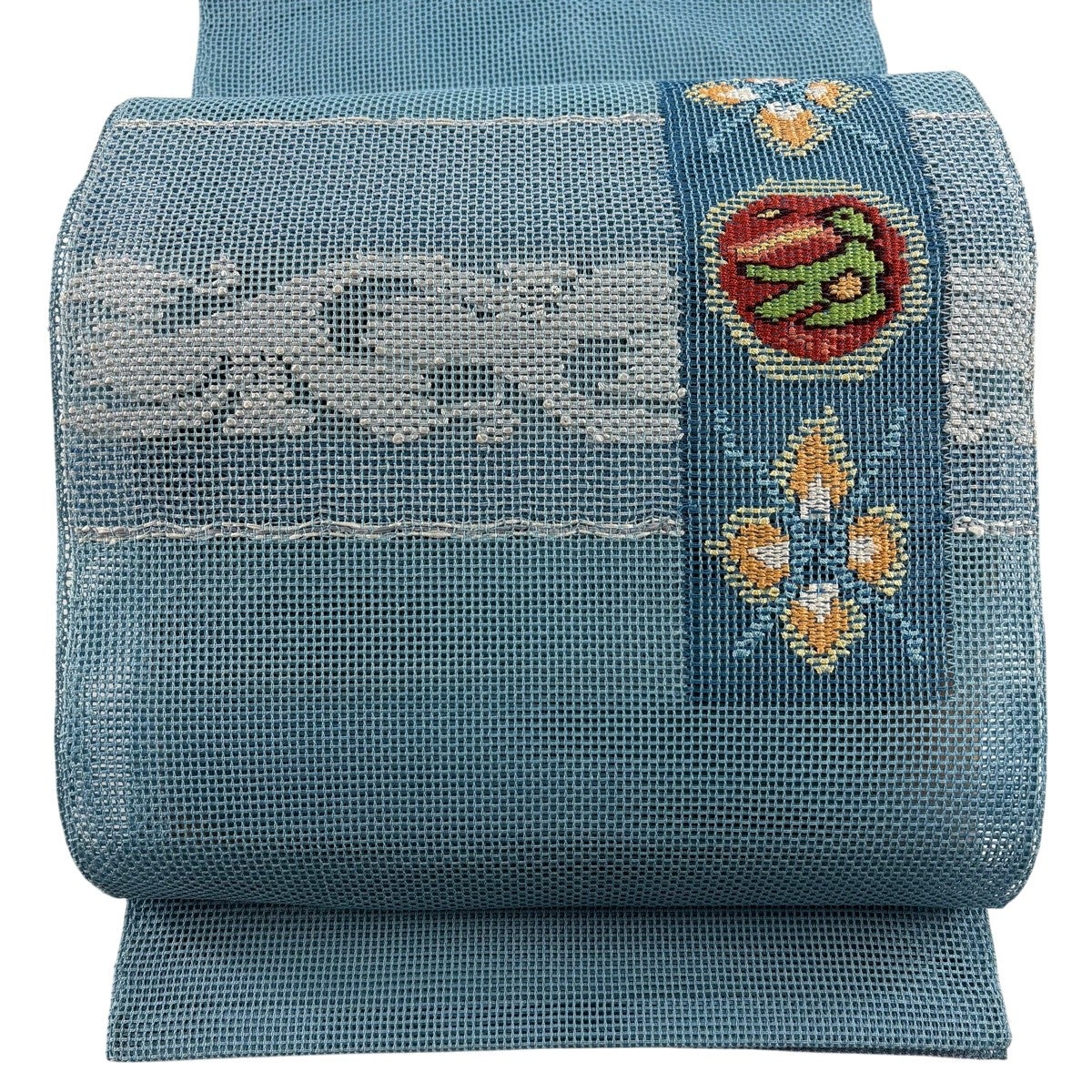 名古屋帯 秀品 夏帯 羅 八寸名古屋帯 幾何学模様 黒 正絹｜中古・古着