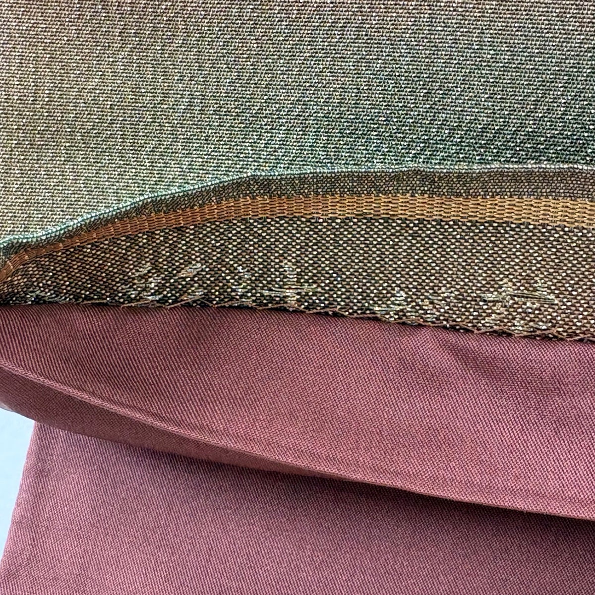 美品】 袋帯 秀品 辻が花柄 霞 箔 金糸 サーモンピンク 六通 正絹