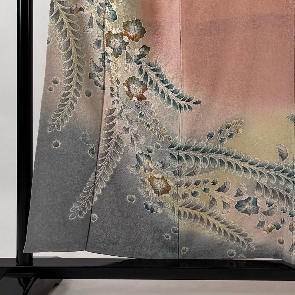 金通し　金駒刺繍　藍染　たたき染め　辻ヶ花　付け下げ　着物　123a p 中古）久保田一竹 訪問着 紫色 フォーマル 金通し 染め 辻が花 二代目