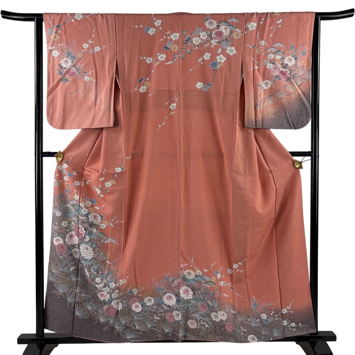 訪問着 身丈158cm 裄丈64cm 正絹 美品 名品 【中古】 美品】 訪問着 身丈158cm 裄丈64cm M 袷 落款 枝花 薄緑 正絹 秀品 一