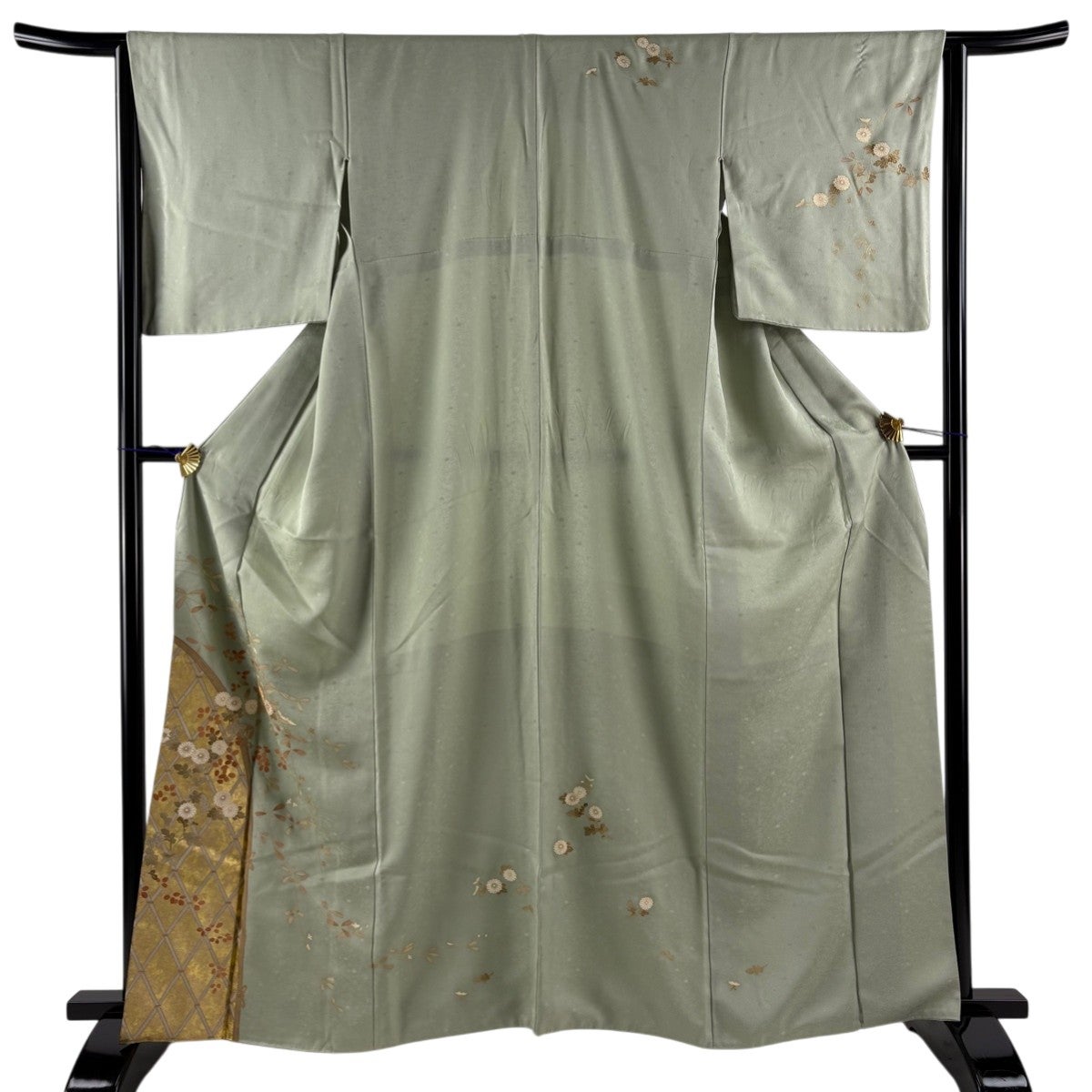 付下げ 美品 名品 身丈160cm 裄丈65cm 正絹 【中古】 付下げ 身丈160cm 裄丈63cm S 袷 宝尽くし 鳳凰 金彩 黒 正絹 秀品