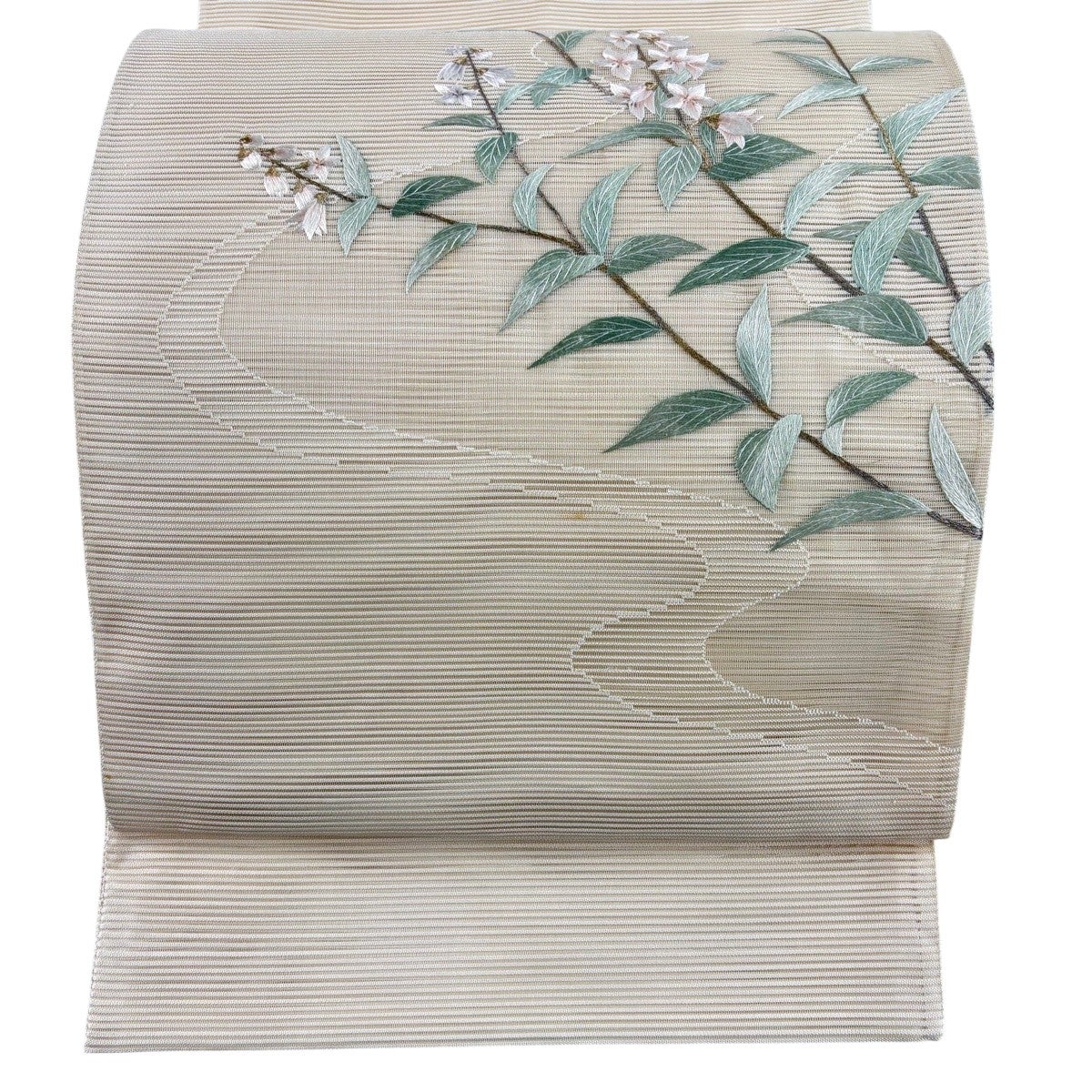 5-30 夏帯 名古屋帯 八寸 美品 正絹 着物 松葉仕立て 絽 美品】 名古屋帯 秀品 八寸名古屋帯 松葉仕立て 夏帯 縦絽 流水 薄