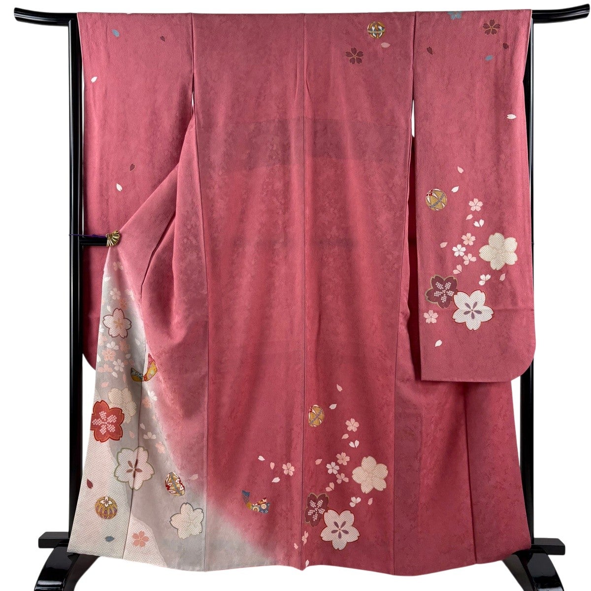 美品】 振袖 身丈159cm 裄丈65cm M 袷 袋帯フルセット やまと 草花