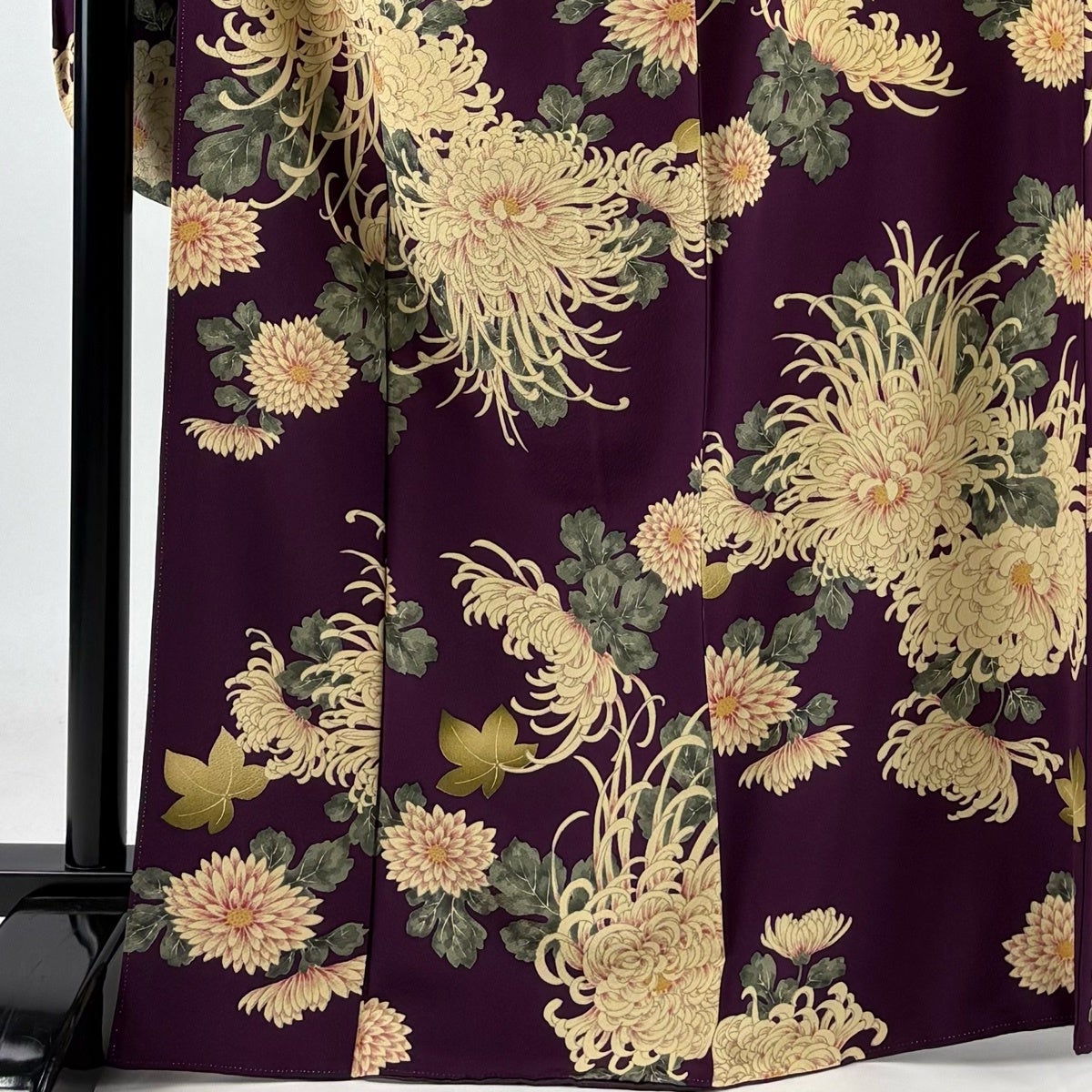 美品】 振袖 身丈168cm 裄丈69.5cm L 袷 菊 濃紫 正絹 名品｜中古