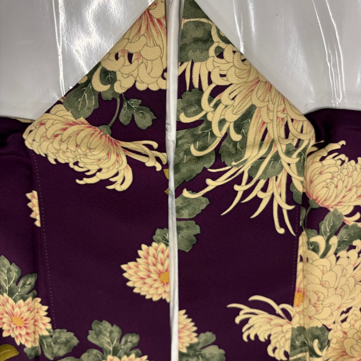 美品】 振袖 身丈168cm 裄丈69.5cm L 袷 菊 濃紫 正絹 名品｜中古