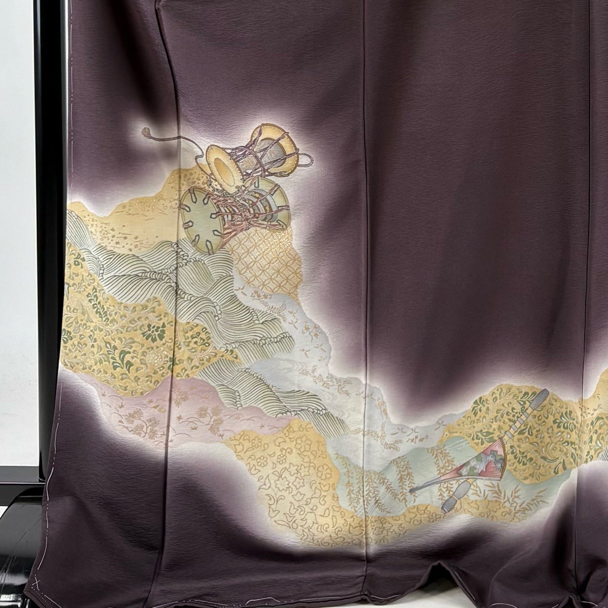 美品】 付下げ 身丈167cm 裄丈71cm L 袷 樽本伊勢蔵 落款あり 鼓 道長